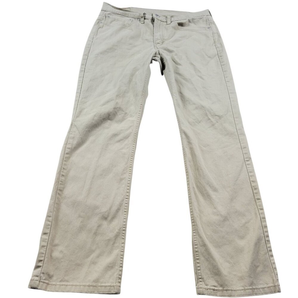 Levis 514 Jeans Mens 34x31 Tag 34x32 Beige Straight Denim